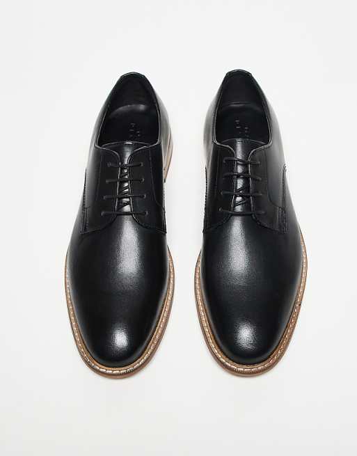 Asos ASOS DESIGN Derby Lace Up Shoes In Black Leather