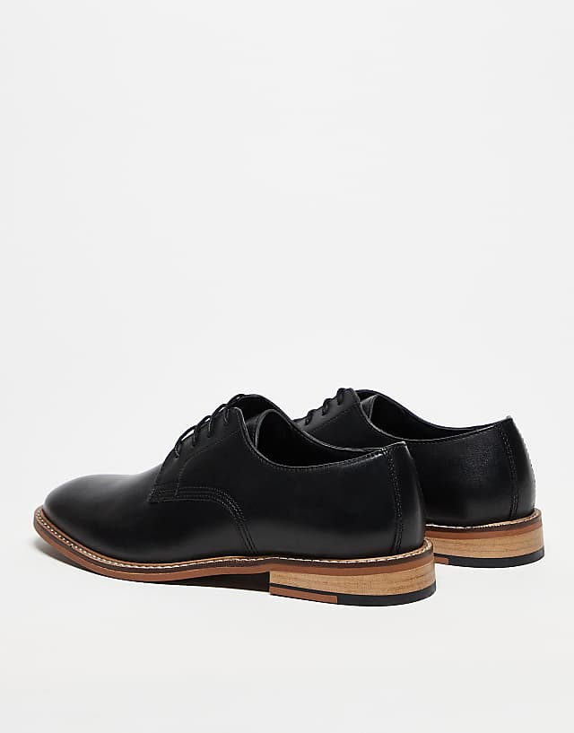 Asos ASOS DESIGN Derby Lace Up Shoes In Black Leather