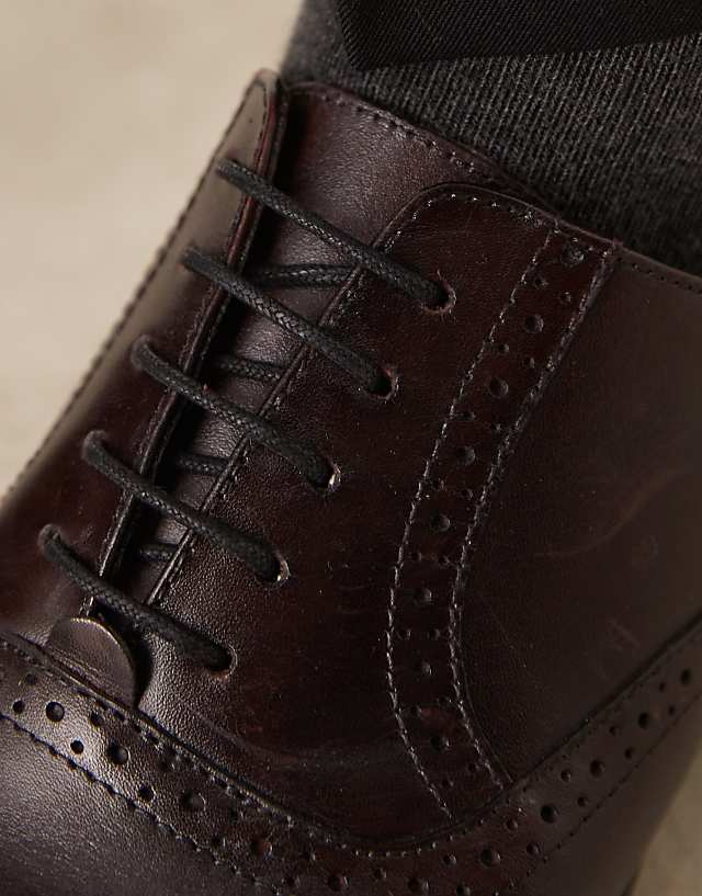 Asos ASOS DESIGN Derby Lace Up Shoes In Burgundy Leather