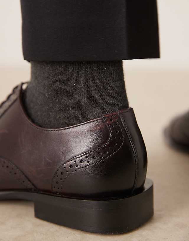 Asos ASOS DESIGN Derby Lace Up Shoes In Burgundy Leather