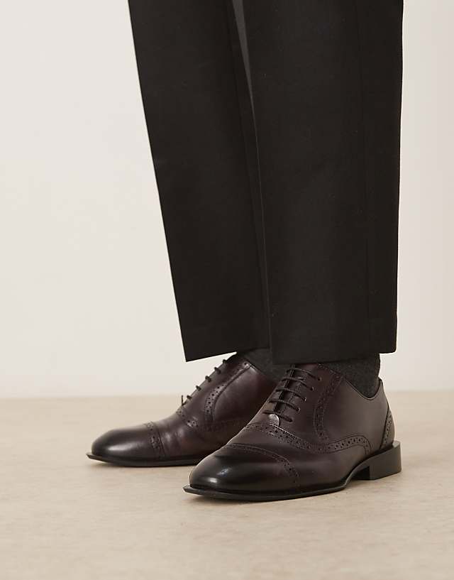 asos ASOS DESIGN derby lace up shoes in burgundy leather