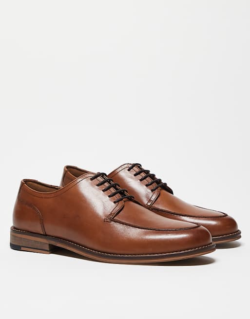 Asos ASOS DESIGN Derby Lace Up Shoes In Tan Leather