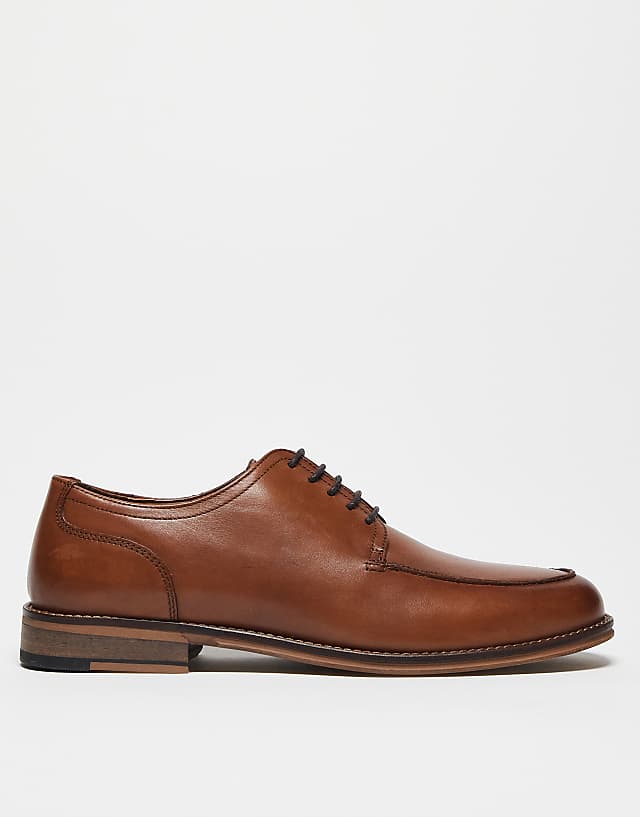 Asos ASOS DESIGN Derby Lace Up Shoes In Tan Leather
