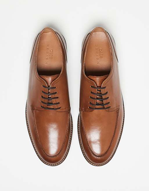 Asos ASOS DESIGN Derby Lace Up Shoes In Tan Leather