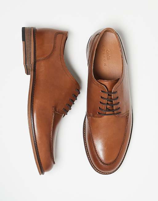 asos ASOS DESIGN derby lace up shoes in tan leather