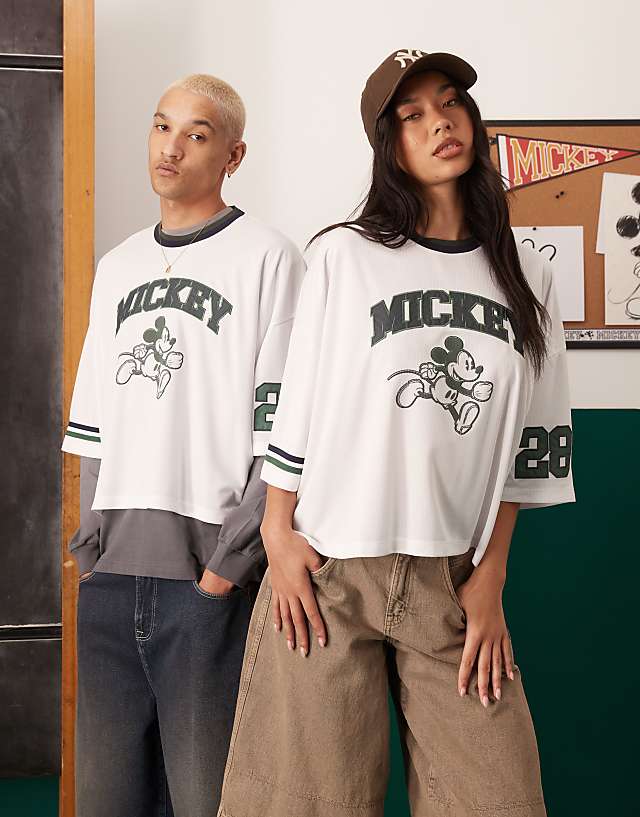 asos ASOS DESIGN Disney oversized crop Disney t-shirt with Mickey Mouse print in white
