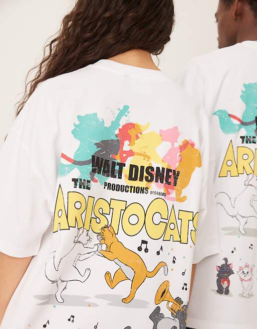 Asos ASOS DESIGN Disney Oversized T-shirt With Aristocrats Prints In White