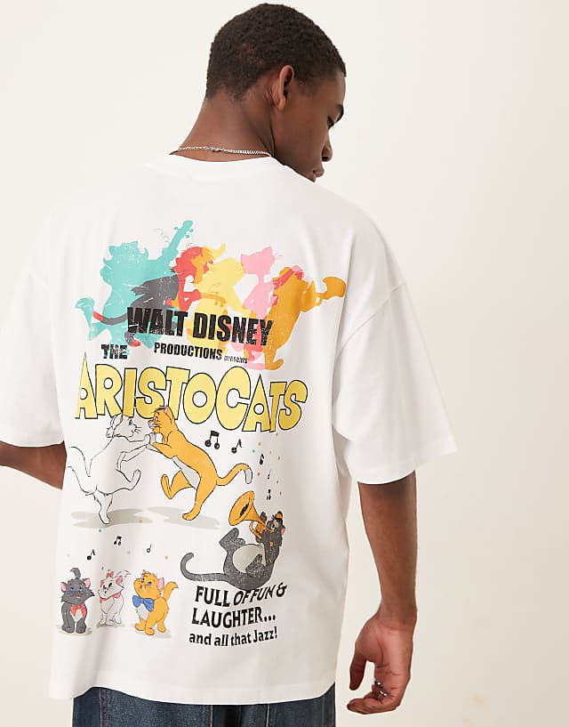 Asos ASOS DESIGN Disney Oversized T-shirt With Aristocrats Prints In White