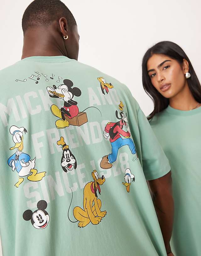 Asos ASOS DESIGN Disney Oversized T-shirt With Character Prints In Green