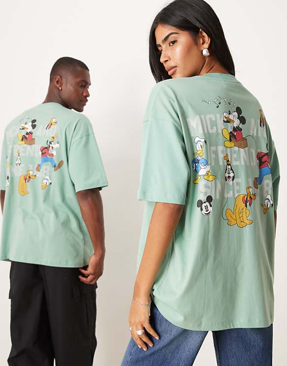 asos ASOS DESIGN Disney oversized t-shirt with character prints in green