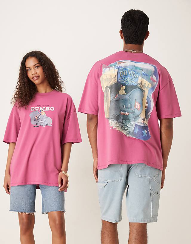 Asos ASOS DESIGN Disney Oversized T-shirt With Dumbo Print In Pink