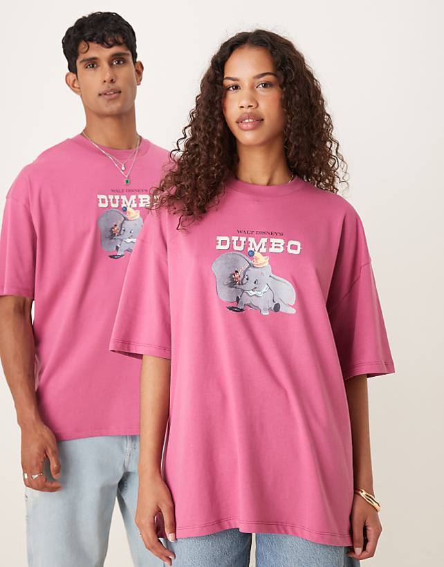 asos ASOS DESIGN Disney oversized t-shirt with Dumbo print in pink