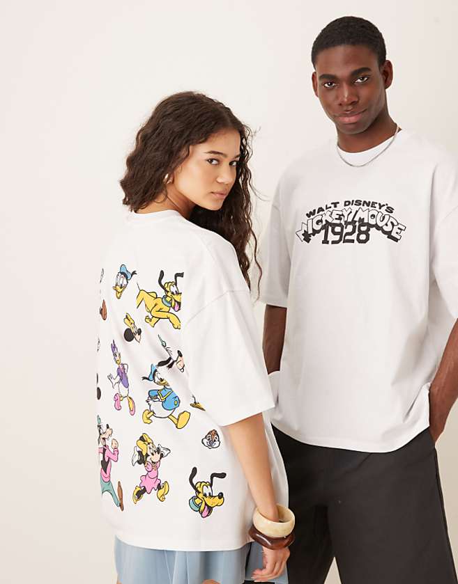 asos ASOS DESIGN Disney oversized t-shirt with Mickey Mouse print in white