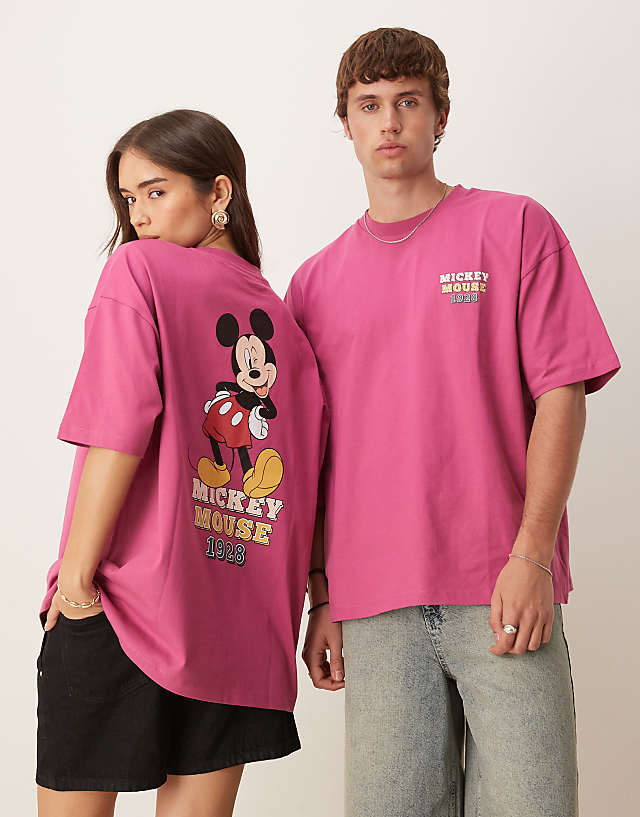 asos ASOS DESIGN Disney oversized t-shirt with Mickey print in pink