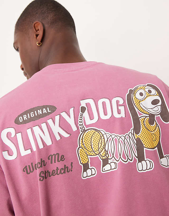 Asos ASOS DESIGN Disney Pixar Oversized T-shirt With Slinky Print In Pink