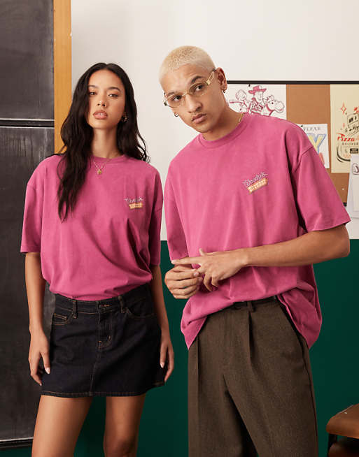 Asos ASOS DESIGN Disney Pixar Oversized T-shirt With Toy Story's Woody Print In Washed Pink