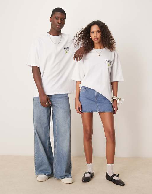 Asos ASOS DESIGN Disney Pixar Unisex Oversized T-shirt With Monsters Inc Prints In White