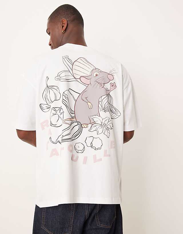 Asos ASOS DESIGN Disney Pixar Unisex Oversized T-shirt With Ratatouille Prints In White