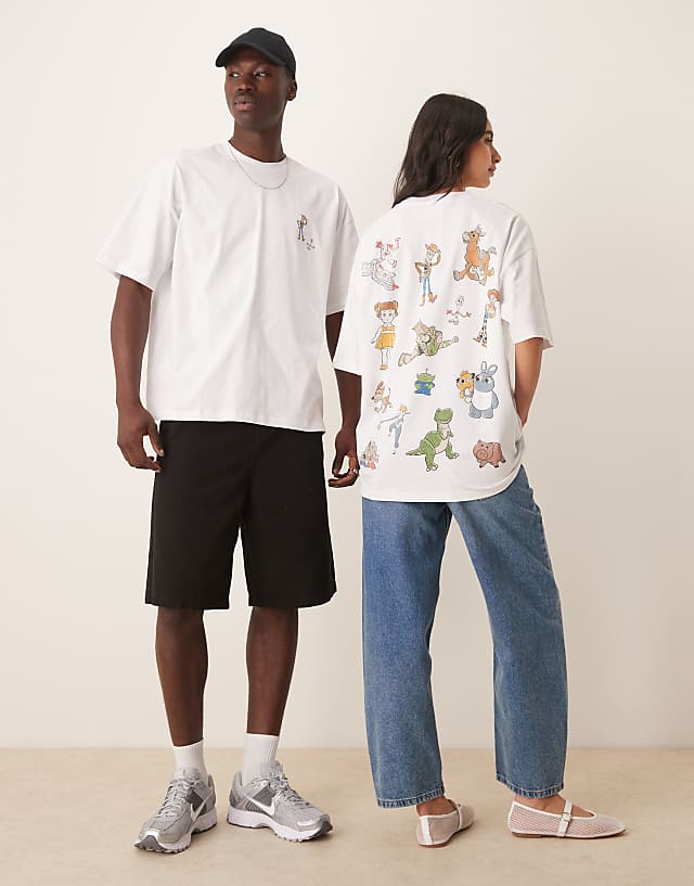 asos ASOS DESIGN Disney Pixar unisex oversized t-shirt with Toy Story character prints in white