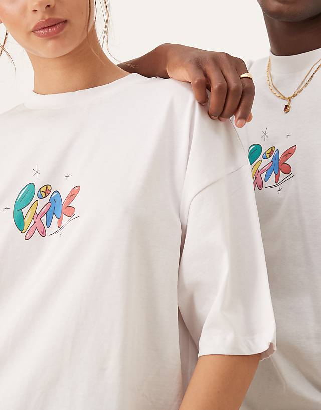 Asos ASOS DESIGN Disney Pixar Unisex Oversized T-shirt With Multi Character Prints In White