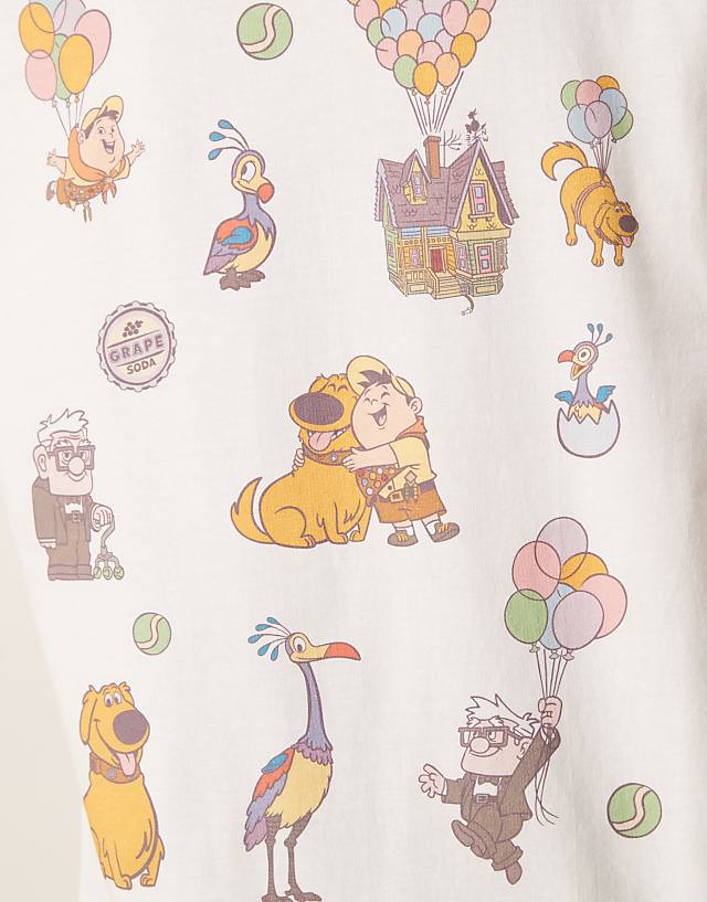 Asos ASOS DESIGN Disney Pixar Unisex Oversized T-shirt With Up Character Prints In White
