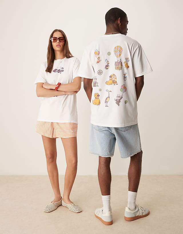 asos ASOS DESIGN Disney Pixar unisex oversized t-shirt with Up character prints in white