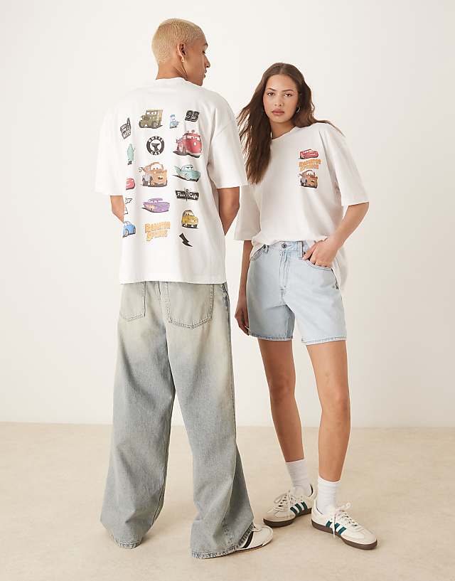 asos ASOS DESIGN Disney Pixar unisex oversized t-shirt with Cars prints in white