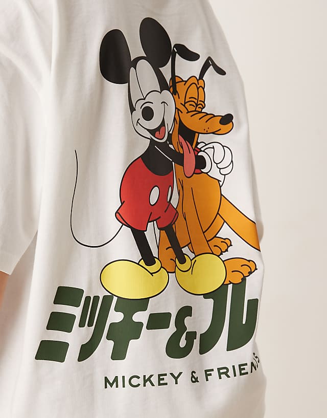 Asos ASOS DESIGN Disney Unisex Oversize T-shirt With Mickey Mouse Print In Ecru