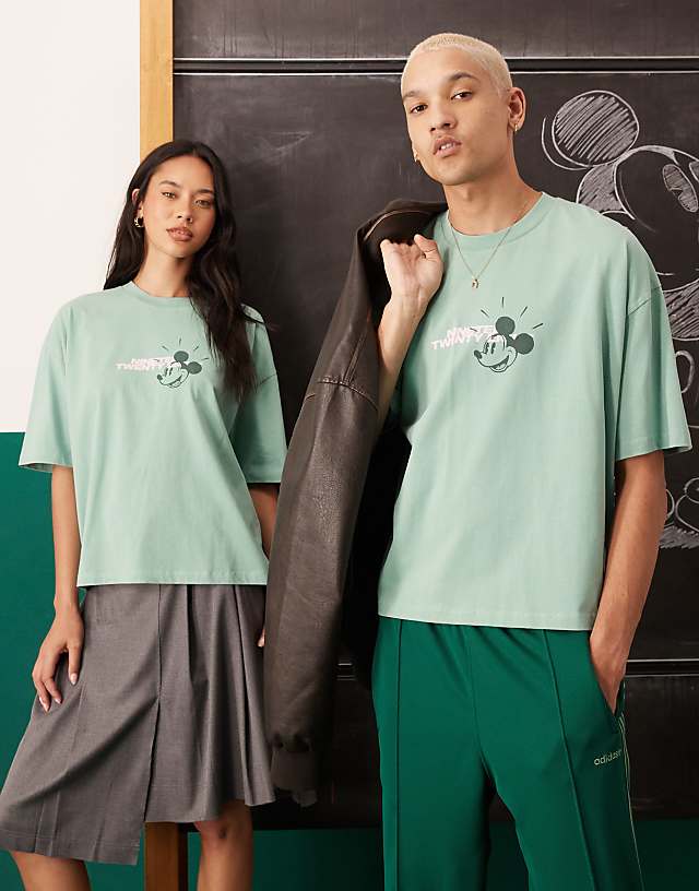 Asos ASOS DESIGN Disney Unisex Oversized Disney T-shirt With Mickey Mouse Print In Green