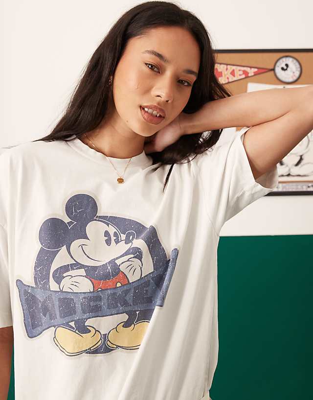 Asos ASOS DESIGN Disney Unisex Oversized T-shirt With Mickey Mouse Print In White
