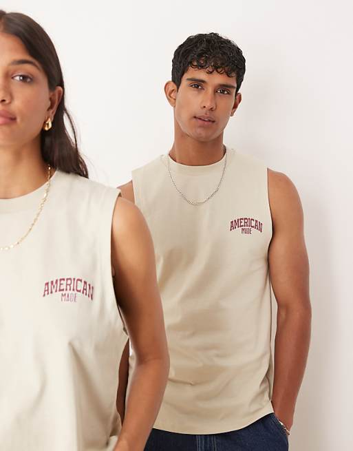 Asos ASOS DESIGN Disney Unisex Standard Vest With Mickey Mouse Western Prints In Stone