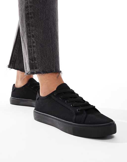 Asos ASOS DESIGN Dizzy Lace Up Trainers In Black Drench