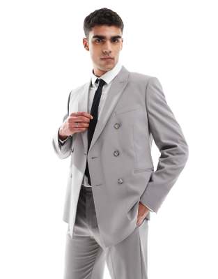 Asos ASOS DESIGN Double Breasted Regular Suit In Charcoal