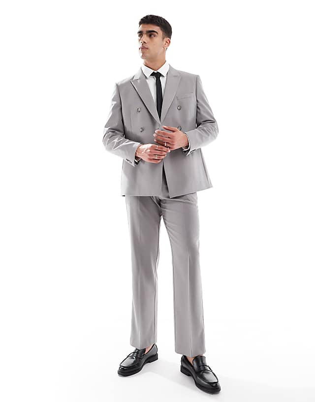 asos ASOS DESIGN double breasted regular suit in charcoal