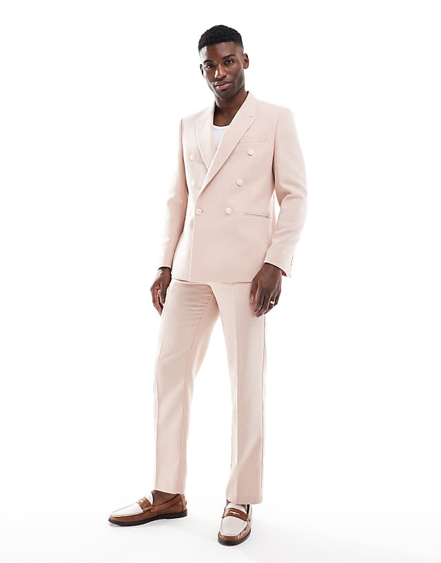 asos ASOS DESIGN double breasted regular suit with wool in light pink