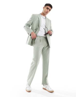 Asos ASOS DESIGN Double Breasted Regular Texture Suit In Sage Green