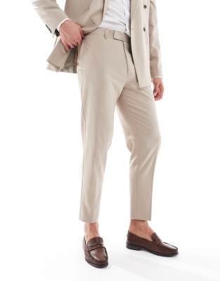 Asos ASOS DESIGN Double Breasted Slim Suit In Beige