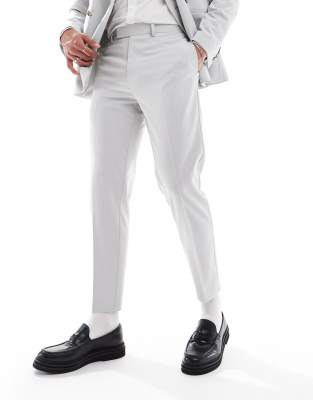Asos ASOS DESIGN Double Breasted Slim Suit In Ice Grey