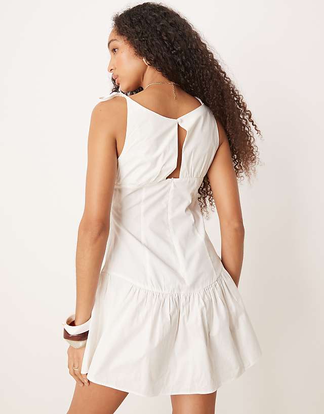 Asos ASOS DESIGN Drop Waist Linen Cami Mini In White