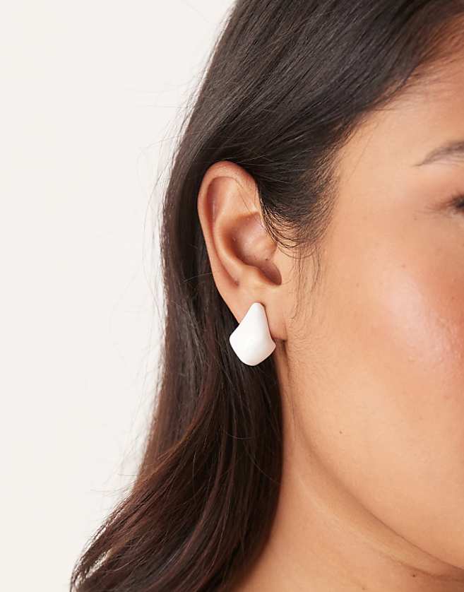 asos ASOS DESIGN earrings with molten stud design in white