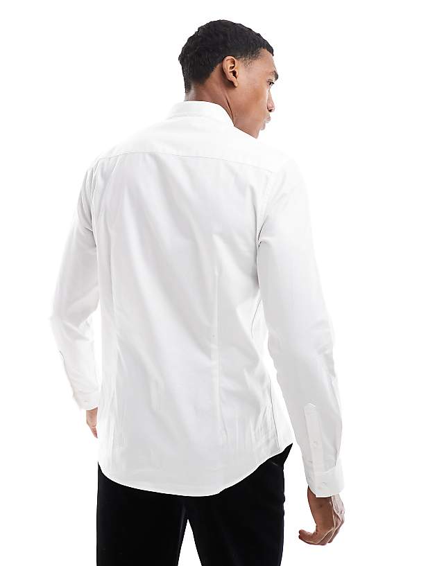Asos ASOS DESIGN Easy Iron Slim Fit Poplin Dress Shirt With Wing Collar In White