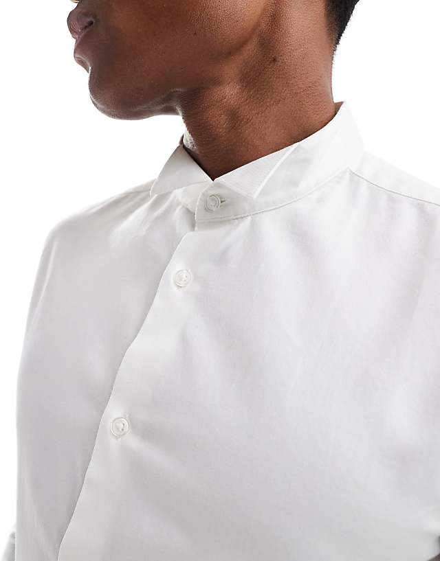 Asos ASOS DESIGN Easy Iron Slim Fit Poplin Dress Shirt With Wing Collar In White