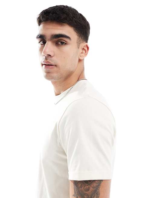 Asos ASOS DESIGN Essential Crew Neck T-shirt With Roll Sleeve In Cream