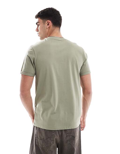 Asos ASOS DESIGN Essential Crew Neck T-shirt With Roll Sleeve In Khaki