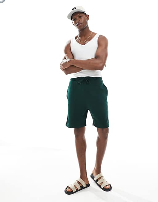 asos ASOS DESIGN essential slim short in dark green