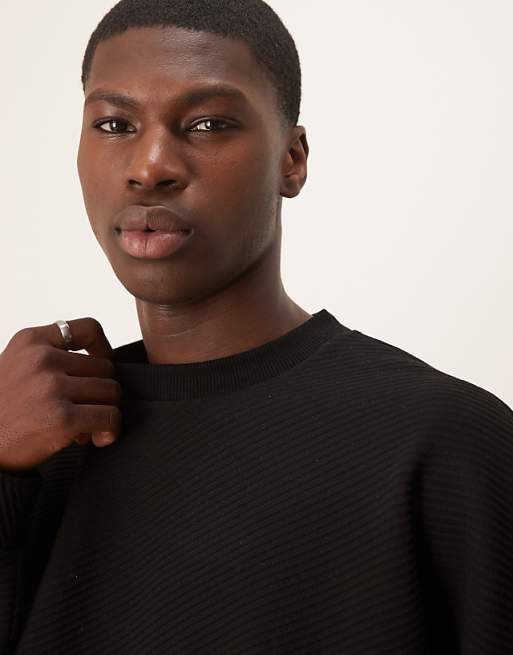 Asos ASOS DESIGN Extreme Oversize Boxy Sweatshirt With Heavy Rib Texture In Black