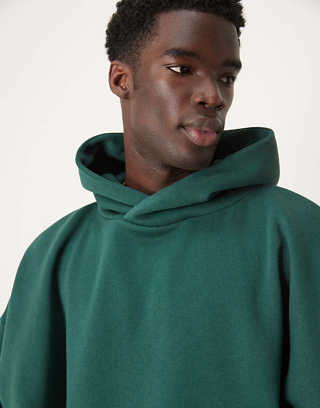 Asos ASOS DESIGN Extreme Oversized Boxy Hoodie With Underarm Panels In Dark Green