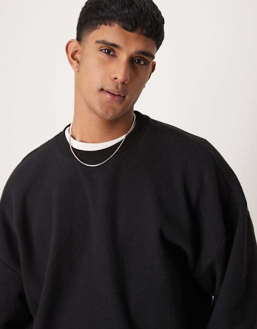 Asos ASOS DESIGN Extreme Oversized Boxy Lightweight Jumper With Brushed Texture In Black