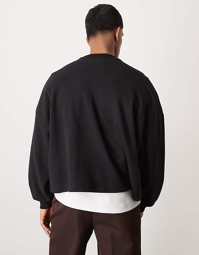 Asos ASOS DESIGN Extreme Oversized Boxy Lightweight Jumper With Brushed Texture In Black