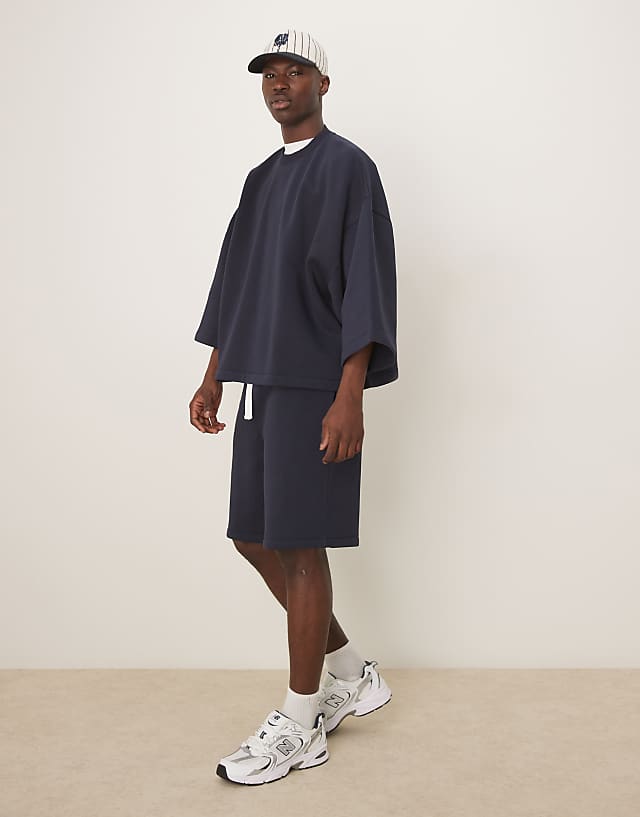 Asos ASOS DESIGN Extreme Oversized Co-ord Short Sleeve Sweatshirt In Navy